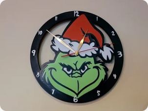 Grinch Santa Hat Wall Clock